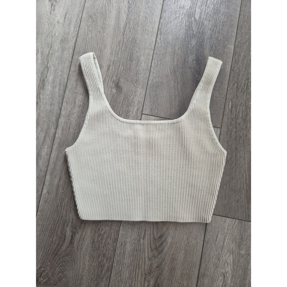 Babaton Cream Ribbed Crop Size M